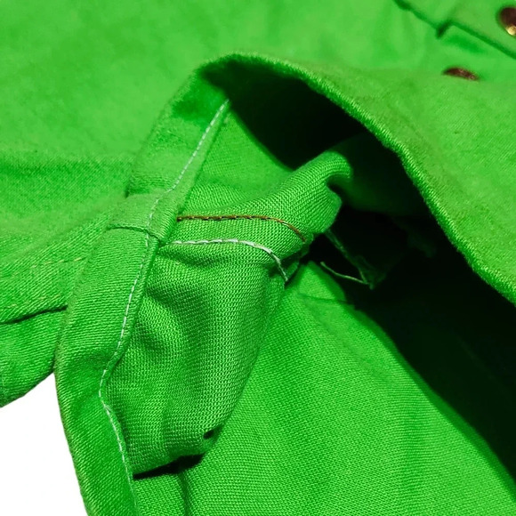 VTG Red Snap Jeans High Rise Shorts Size 11 Her 32 XL 38 Green 100% Cotton - Picture 6 of 12